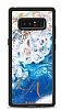 Dafoni Glossy Samsung Galaxy Note 8 Kiiye zel ift Harf Simli Okyanus Mermer Klf