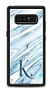 Dafoni Glossy Samsung Galaxy Note 8 Kiiye zel Harf Simli Mavi Mermer Klf