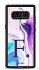 Dafoni Glossy Samsung Galaxy Note 8 Kişiye Özel Harf Simli Pembe Mermer Desenli Kılıf
