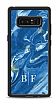 Dafoni Glossy Samsung Galaxy Note 8 Kişiye Özel İki Harf Simli Mavi Mermer Kılıf