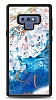 Dafoni Glossy Samsung Galaxy Note 9 Kiiye zel ift Harf Simli Okyanus Mermer Klf