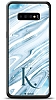 Dafoni Glossy Samsung Galaxy S10 Kiiye zel Harf Simli Mavi Mermer Klf