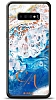 Dafoni Glossy Samsung Galaxy S10 Plus Kiiye zel ift Harf Simli Okyanus Mermer Klf