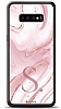Dafoni Glossy Samsung Galaxy S10 Plus Kiiye zel Harf Simli Pembe Mermer Klf