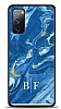 Dafoni Glossy Samsung Galaxy S20 FE Kişiye Özel İki Harf Simli Mavi Mermer Kılıf
