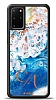 Dafoni Glossy Samsung Galaxy S20 Plus Kiiye zel ift Harf Simli Okyanus Mermer Klf