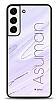 Dafoni Glossy Samsung Galaxy S22 Plus 5G Kiiye zel simli Simli Mor Mermer Klf