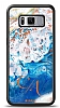 Dafoni Glossy Samsung Galaxy S8 Kiiye zel ift Harf Simli Okyanus Mermer Klf