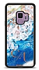 Dafoni Glossy Samsung Galaxy S9 Kiiye zel ift Harf Simli Okyanus Mermer Klf