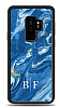 Dafoni Glossy Samsung Galaxy S9 Plus Kişiye Özel İki Harf Simli Mavi Mermer Kılıf