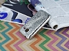 Samsung Galaxy J1 mini Deri Desenli Parlak Silver Silikon Klf - Resim 2