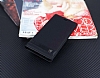 Samsung Galaxy J4 Plus Gizli Mknatsl Yan Kapakl Siyah Deri Klf - Resim 1