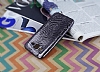 Samsung Galaxy J5 Deri Desenli Parlak Siyah Silikon Klf - Resim: 2