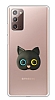 Samsung Galaxy Note 20 Kedi Figrl Telefon Tutuculu Siyah Silikon Klf