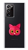 Samsung Galaxy Note 20 Ultra Kedi Figürlü Telefon Tutuculu Koyu Pembe Silikon Kılıf
