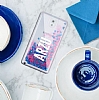 Samsung Galaxy Note 3 Kiiye zel Simli Sulu Mavi Rubber Klf - Resim 1