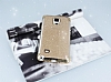 Samsung Galaxy Note 4 Tal Kenarl Simli Gold Silikon Klf - Resim 1
