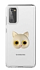 Samsung Galaxy S20 FE Kedi Figürlü Telefon Tutuculu Gri Silikon Kılıf