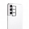 Samsung Galaxy S21 Plus Taşlı Silver Kamera Lensi Koruyucu