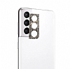 Samsung Galaxy S21 Plus Taşlı Siyah Kamera Lensi Koruyucu