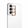 Samsung Galaxy S21 Taşlı Rose Gold Kamera Lensi Koruyucu