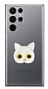 Samsung Galaxy S23 Ultra Kedi Figrl Telefon Tutuculu Beyaz Silikon Klf