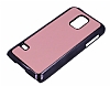 Samsung Galaxy S5 mini Metalik Kenarl Pembe Deri Klf - Resim: 2