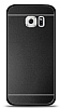 Samsung Galaxy S6 Edge Metal Siyah Şeritli Rubber Kılıf