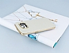 Samsung Galaxy S6 Edge Tal Metal Kenarl Beyaz Deri Klf - Resim: 2