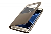 Samsung Galaxy S7 edge Orjinal Pencereli View Cover Gold Klf - Resim 3