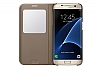 Samsung Galaxy S7 edge Orjinal Pencereli View Cover Gold Klf - Resim 2