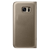 Samsung Galaxy S7 edge nce Yan Kapakl Czdanl Gold Deri Klf - Resim 2