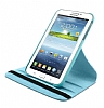 Samsung Galaxy Tab 3 Lite 7.0 360 Derece Dner Standl Mavi Deri Klf - Resim: 5