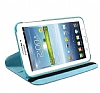 Samsung Galaxy Tab 3 Lite 7.0 360 Derece Dner Standl Mavi Deri Klf - Resim: 4