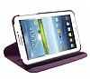 Samsung Galaxy Tab 3 Lite 7.0 360 Derece Dner Standl Mor Deri Klf - Resim 1