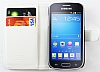 Samsung Galaxy Trend Lite S7390 Czdanl Yan Kapakl Beyaz Deri Klf - Resim 3