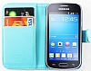 Samsung Galaxy Trend Lite S7390 Czdanl Yan Kapakl Mavi Deri Klf - Resim 3