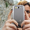 Samsung Galaxy S3 / S3 Neo Pairs Tower Sert Parlak Gri Rubber Klf - Resim 1