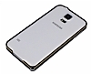 Eiroo Samsung i9600 Galaxy S5 Gold izgili Bumper ereve Siyah Klf - Resim 1