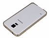 Eiroo Samsung i9600 Galaxy S5 Gold izgili Bumper ereve Gold Klf - Resim 2