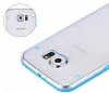 Samsung i9800 Galaxy S6 Mavi Silikon Kenarl effaf Rubber Klf - Resim: 1