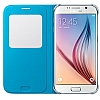 Samsung i9800 Galaxy S6 Orjinal Uyku Modlu Pencereli Mavi Deri Klf - Resim 2