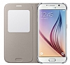 Samsung i9800 Galaxy S6 Orjinal Uyku Modlu Pencereli Gold Deri Klf - Resim: 3