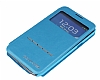 Samsung N7100 Galaxy Note 2 Pencereli Manyetik Kapakl Mavi Deri Klf - Resim: 3