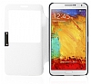Samsung N9000 Galaxy Note 3 Pencereli nce Yan Kapakl Standl Beyaz Klf - Resim 4