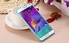 Samsung N9100 Galaxy Note 4 Mavi Silikon Kenarl effaf Rubber Klf - Resim: 3