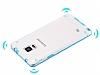Samsung N9100 Galaxy Note 4 Mavi Silikon Kenarl effaf Rubber Klf - Resim 1