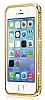 Shengo iPhone SE / 5 / 5S Tal Metal Kenarl Gold Deri Klf - Resim 4