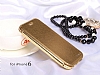 Shengo iPhone 6 / 6S Tal Metal Kenarl nce Yan Kapakl Gold Deri Klf - Resim: 5