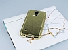 Shengo Samsung i9600 Galaxy S5 Tal Metal Kenarl Gold Deri Klf - Resim 2
